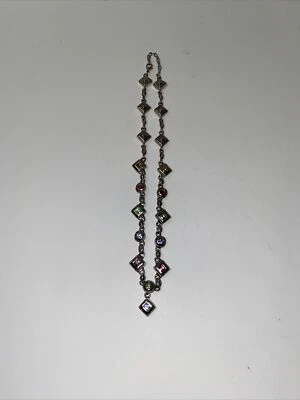 "Collar de piedras preciosas Crown PD tono plata marcado con corona y PD 18""" Foto 1 de 4