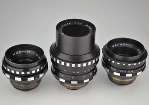 SERVICED USSR LENSES from KIEV-16UE CINE CAMERA: VEGA-7-1 +MIR-11M +TAIR-41M (2) - Picture 1 of 8