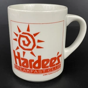 Taza de café cerámica solar vintage 1993 original Hardee's Breakfast Club Crew - Imagen 1 de 8