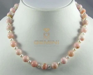 Pink Andean Opal Freshwater Pearl Gemstone Necklace - Picture 1 of 1