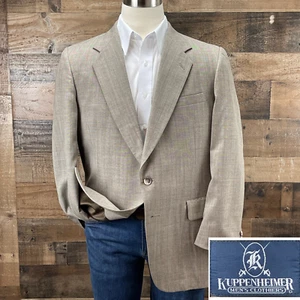 Vintage Kuppenheimer Wool Sport Coat Mens 44R Brown Blazer Suit Jacket FLAW - Picture 1 of 14