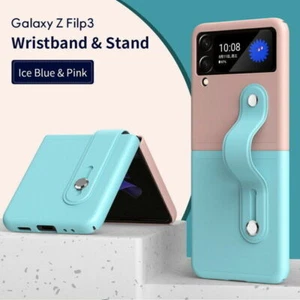 For Samsung Galaxy Z Flip3 5G Shockproof Wristband Leather PC Hybrid Case Cover - Picture 1 of 12