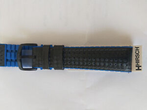 Hirsch Ayrton Men's Real Leather Watch Strap Black/Blue 20mm L