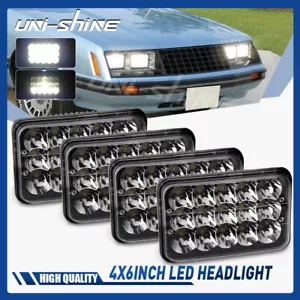 4pcs 120W 4x6" LED Headlights Hi-Lo Beam For Crown Victoria Mustang 1979-86 DOT - Picture 1 of 11