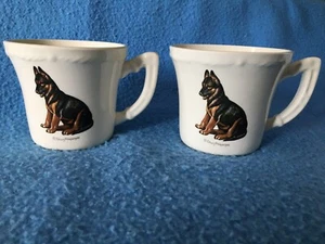 Lot of 2 GERMAN SHEPHERD Puppy Mugs Cups Edwin Megargee USA Excellent - Picture 1 of 6