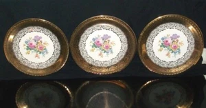 Eastern China 3 Salad Plates 8.25"D 22K Gold Trim with Multi-Color Roses Center - Picture 1 of 11