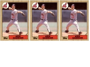 (3) 1987 Topps #635 Ken Schrom Cleveland Indians Card Lot - Picture 1 of 2