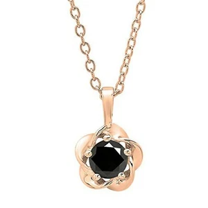 5mm Brillante Solitario Real Moissanita Flor Colgante Cadena Chapado en Oro Rosa - Imagen 1 de 1