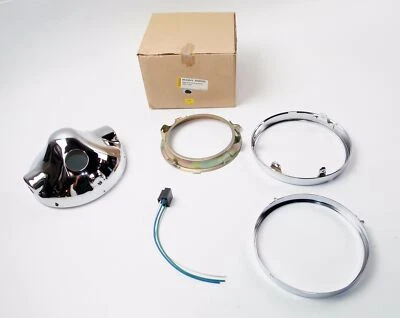 EMGO CHROME SHELL BODY W/CHROME HEADLIGHT RIM+RETAINER SET 7" KAWASAKI 66-65042 - Image 1 of 3