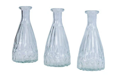 3er Set Vasen Glas H15cm Klarglas Blumenvase Tischdeko Glasvase Blumendeko - Bild 1 von 4