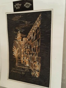 ISRAEL JERUSALEM WESTERN WALL 6 Day War Embroidery Art 15.5X11.5" Variegated - Picture 1 of 5