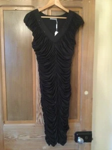Gina Bacconi Dress Size 10 Black Bodycon Ruched Party Prom BNWT - Picture 1 of 10