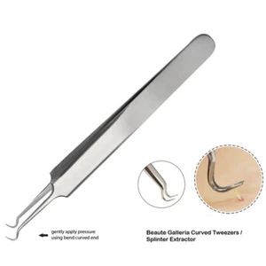 Face Blackhead Spot Acne Remover Pimple Extractor Curved Tweezer Comedone Tool - Picture 1 of 13