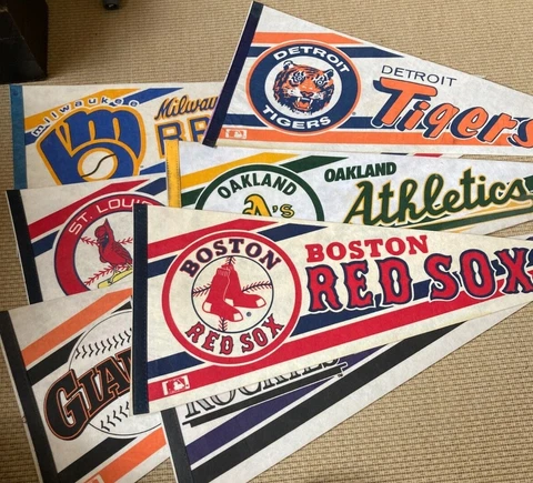 MLB AUTHENTIC BASEBALL PENNANT FULL SIZE 30" FELT VINTAGE **U PICK ONE** Cover