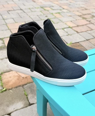 Steve Madden Zapatilla 9.5 M Negra Ditta Cuña Botas Altas Confort Cremalleras Para Mujer’s Foto 1 de 4