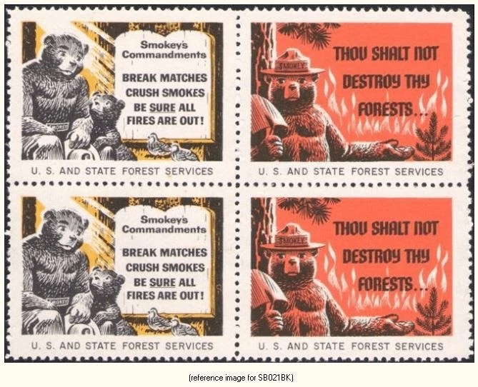 HALFPRICESOCIETY Smokey Bear Stamp 1958 pair thou shalt not - blk/4 - Image 1 of 1