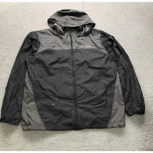 Columbia Sportswear Lined Windbreaker Nylon Jacket Hoodie Men Medium Black Gray - Picture 1 of 11