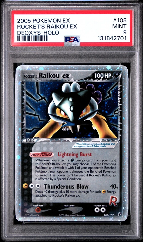 Rocket's Raikou Ex 108/107 Secret Rare Ultra Rare Pokémon Ex Deoxys PSA 9 MINT - Image 1 of 3