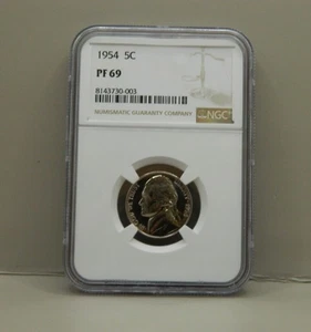 1954 JEFFERSON NICKEL PROOF NGC PF69 - Picture 1 of 4