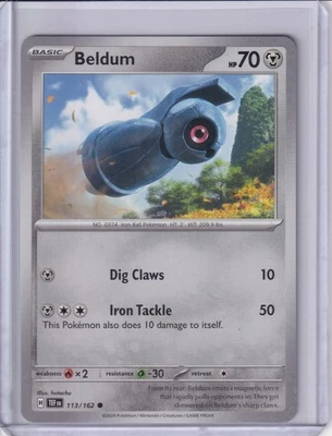 Pokemon TCG:Beldum Common SV05: Temporal Forces 113/162 NM - Image 1 of 2