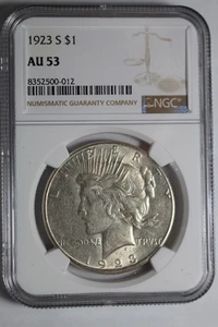 1923 S Peace Silver Dollar AU53 NGC #012 - Picture 1 of 2
