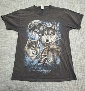 Vintage Y2K Wolves Wolf Pack T-shirt Men’s Large Fruit Of The Loom HD Gray 90s - Picture 1 of 6