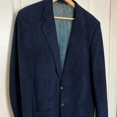 Blazer Vintage Neiman Marcus Azul Marino Microgamuza EE. UU. 1980 42L Foto 1 de 4