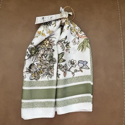 Anthropologie Bufanda Floral Cabello y Bolso Accesorio Borde Verde Nuevo con Etiquetas $34 Foto 1 de 4