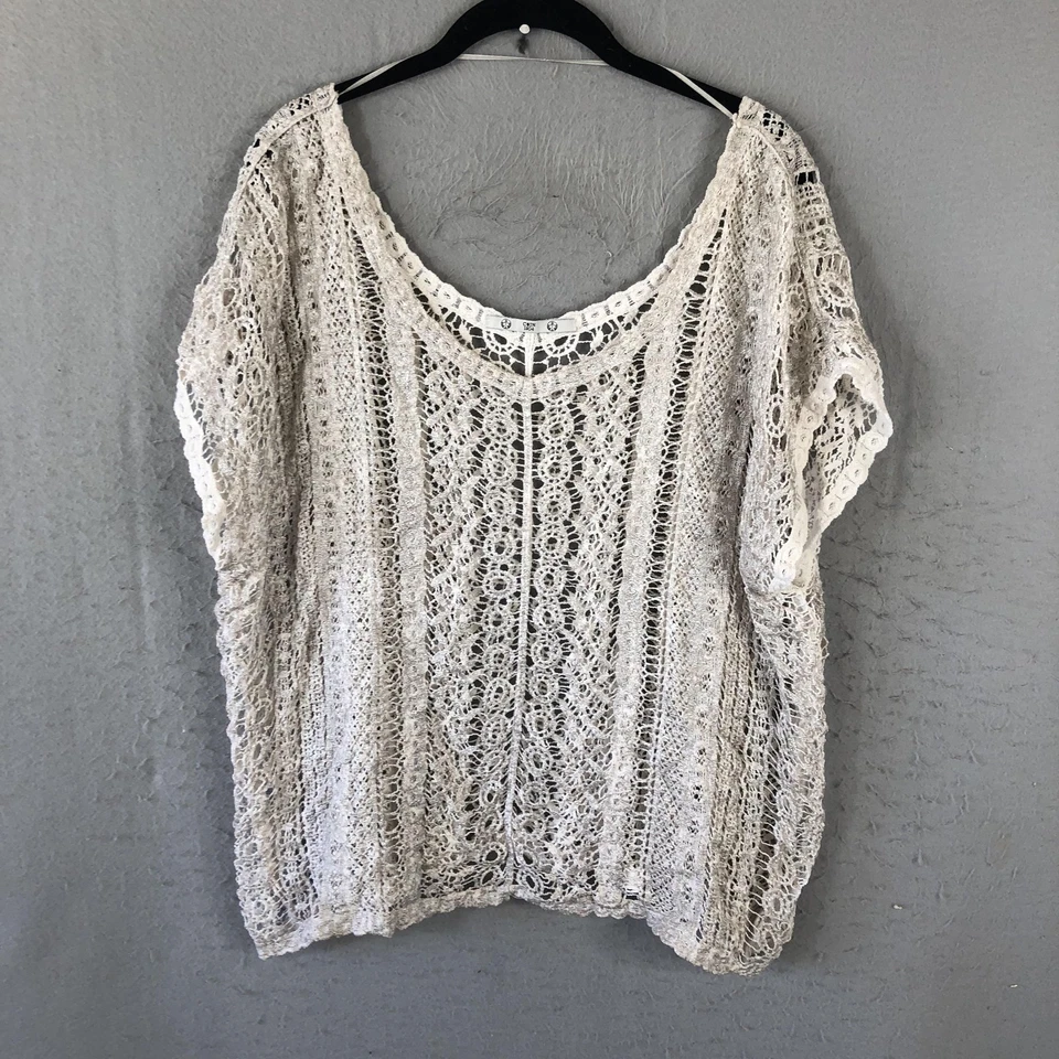 Moneda 1804 Crochet Top Mujer Mediano Blanco Transparente Boho Festival Playa Cubrimiento Foto 1 de 4