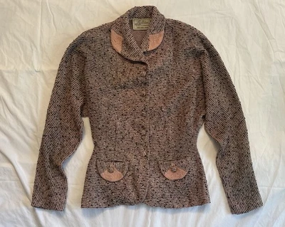 Lofties by Lawrence  Vintage Pink 100% Wool Chenille Blazer - Image 1 of 4