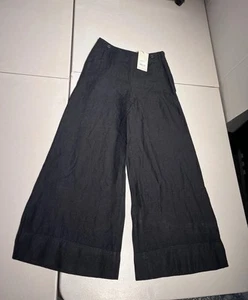 POETRY Pants Women’s US 6 Washed Black 100% Linen Wide Leg Trousers Casual Boho - Picture 1 of 5