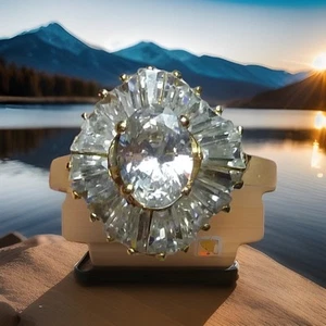 Anello In Oro 585/14K Con Pietre Di ZIRCONIA Di 16,5 Mm Ø - Foto 1 di 5