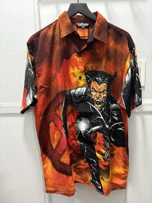 VINTAGE Marvel Wolverine Shirt Mens Medium Button Up All Over Print Red 00s - Image 1 of 4