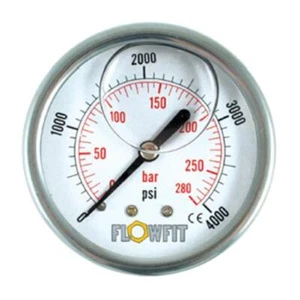 63mm Glycerine Filled Hyd Pressure Gauge 0-10000 PSI (690 BAR) 1/4" BSP REAR Ent - Picture 1 of 4