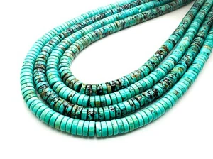 Natural Arizona Turquoise Polished Smooth Heishi 3mm x 8mm Gemstone Beads PGS334 - Picture 1 of 5