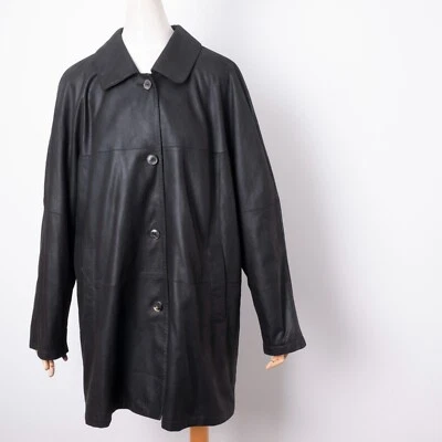 CHRIST Leather Women's Black Collared Buttons Short Coat Jacket Size 46 / L-XL  - Image 1 of 4