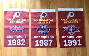 Complete Set Washington Redskins NFL Super Bowl Champions 3 Banners/Flags - Picture 1 of 6