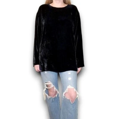 DOSA Women Velvet Tunic Blouse Top Long Sleeve Shirt Black Size 2 - Image 1 of 4