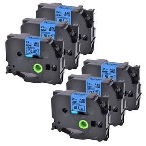 6PK TZ-551 TZe-551 Black on Blue Label Tape 1" Compatible with Brother P-Touch - Picture 1 of 8