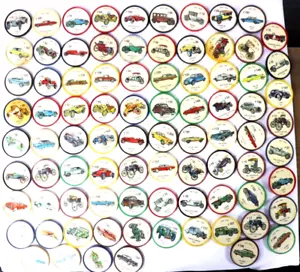 1960s Jello Car Coins Picture Wheels Plastic Collectibles Lot of 85 pcs F1 - Picture 1 of 9