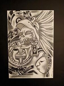  Tribal, Painting, Aztec, Black And White FASANELLA ART COLLECTION  