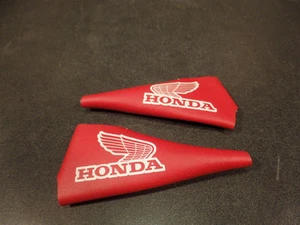 RED LEATHER HONDA CONTROL COVERS - Picture 1 of 8