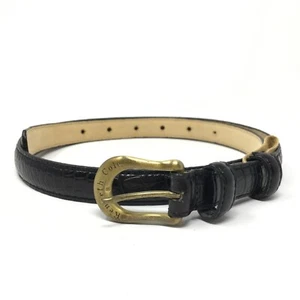 Kenneth Cole Belt Womens Size Large L Black Croc Embossed Italian Calfskin Brass - Picture 1 of 9