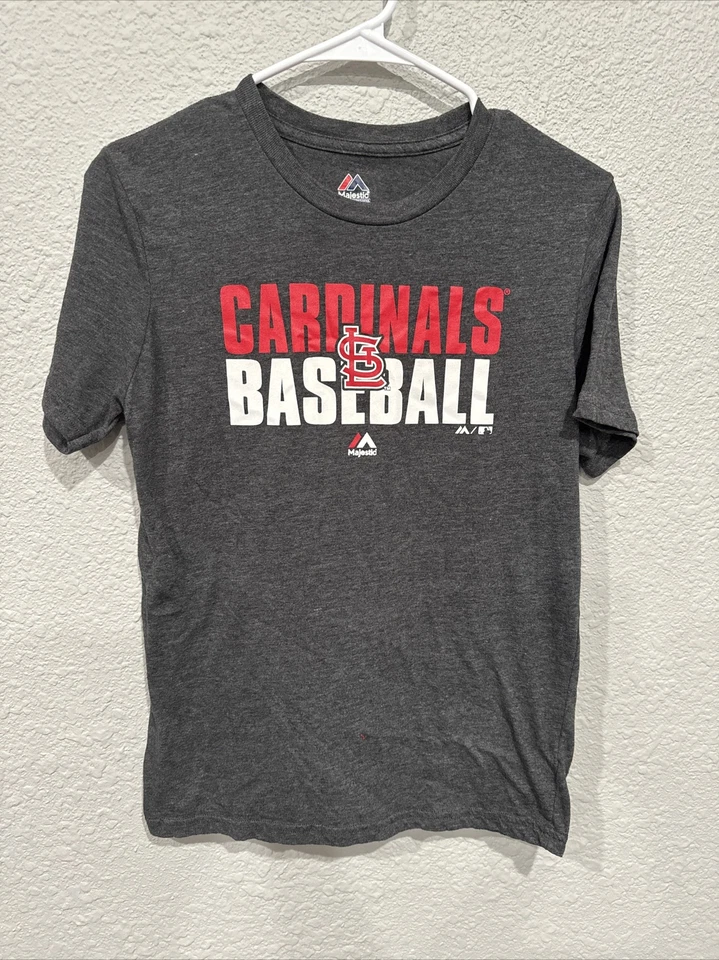 Boys Majestic Cardinals Baseball Shirt Large 14/16 Dark Gray - Image 1 of 3