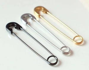 Men Women Titanium plated safety Pin Gothic Hiphop No allergy Earring Piercing - Picture 1 of 16