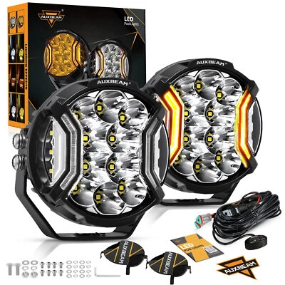 AUXBEAM 5" Inch 20400LM 172w LED Pods Side Shooter White Pod Lights W/ Amber DRL - Image 1 of 4