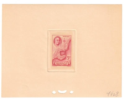 Estampilla de Roosevelt 1946 Mónaco FDR prueba de color Scott 202 3f rosa Foto 1 de 2