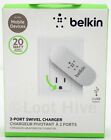 NEW SEALED Belkin 2-USB Port Swivel Wall AC Power Charger WHITE iPhone/iPad 20w