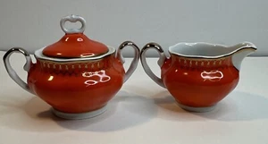 De Colección Favolina China Azúcar Cuenco y Crema Naranja Oro Borde Otoño Cosecha Color - Imagen 1 de 21