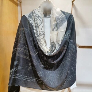 Pure 200s Cashmere Scarf Wrap Shawl Horse Print Thin Soft Delicate 200*100cm - Picture 1 of 26